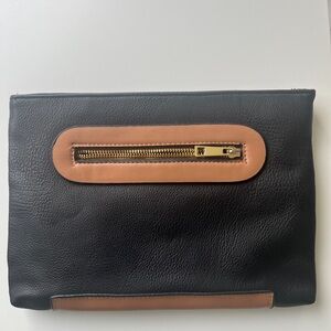 ASOS Black and Tan Leather Clutch Bag